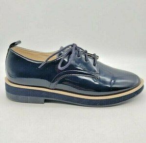 ZARA Kids Black Blue PATENT FINISH CUT OUT BLUCHERS Derby Shoes Size 6.5